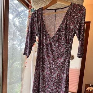 Prana - Elegant Paisley V-Neck Dress, Small